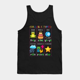 Reading Teacher Reading Specialist Phonics Syllable Types Tank Top